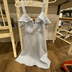 Summer blue and white striped dress